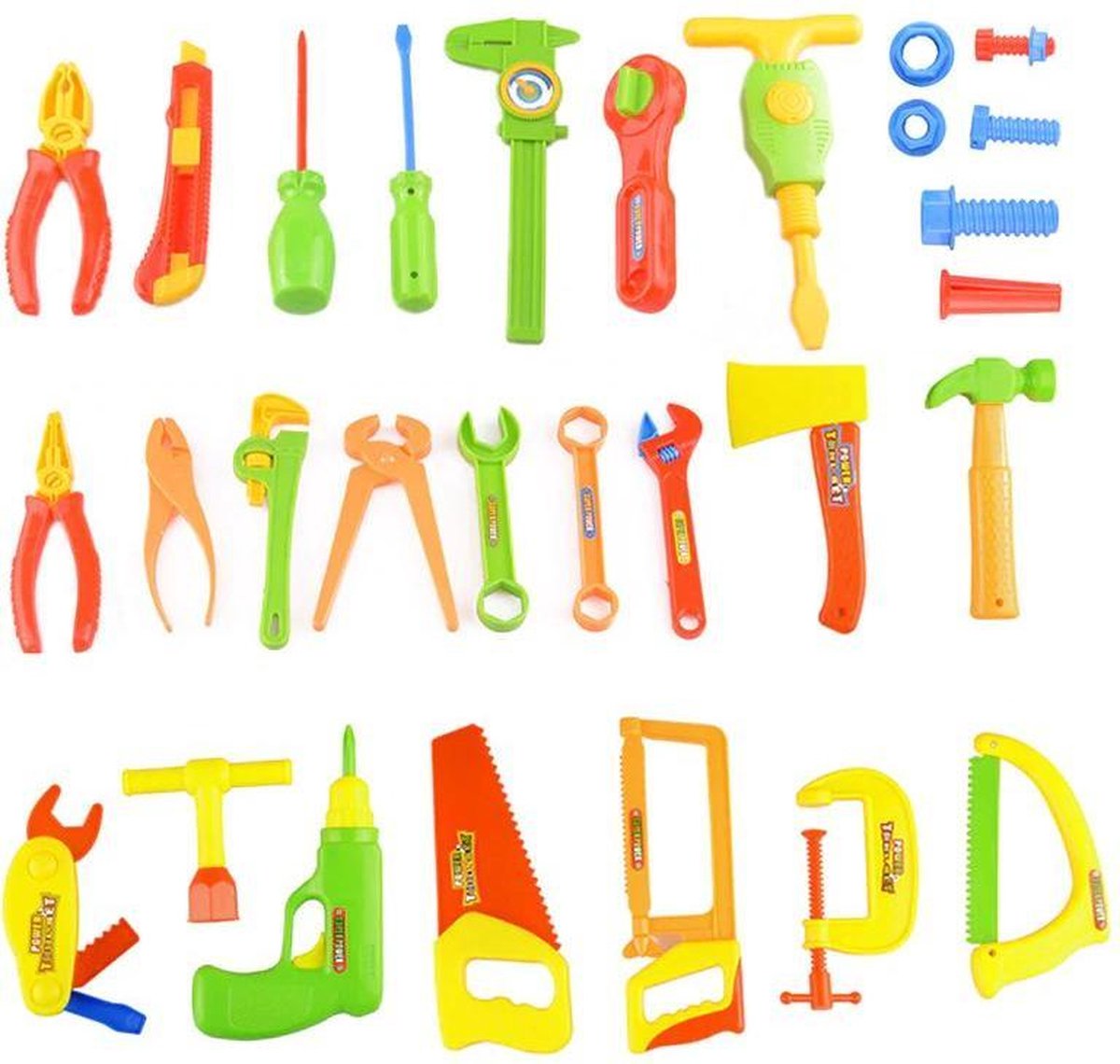 Stoere uitgebreide gereedschapssets voor kinderen - 34 delig - Hamer/Tangen/Schroevendraaier/Zaag