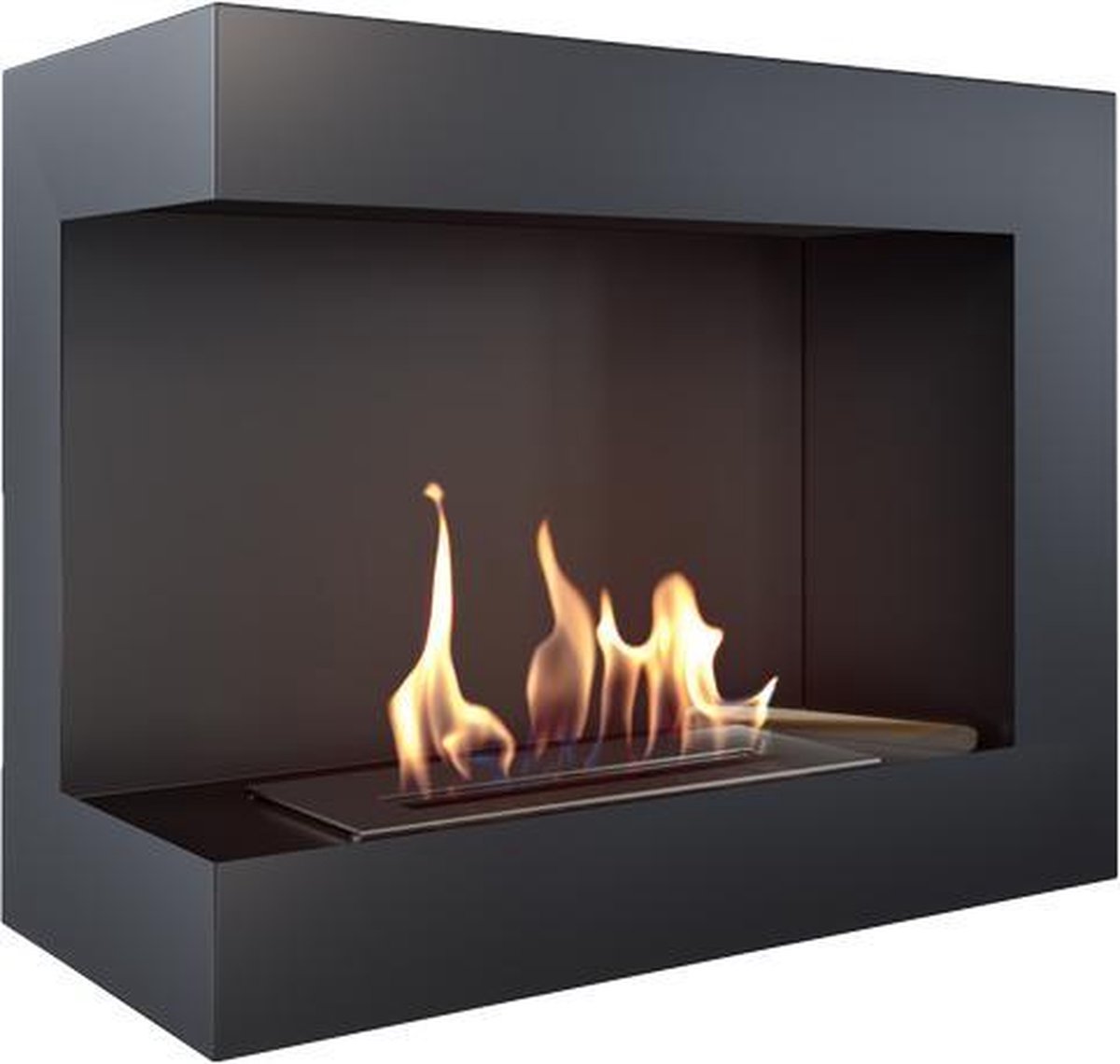 Kratki - bio-ethanol - inzethaard hoek links - sfeerhaard -60x48cm. TÜV