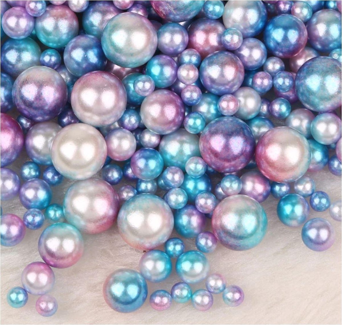 250 stuks parel kralen mix blauw - roze 4-6-8-10 mm