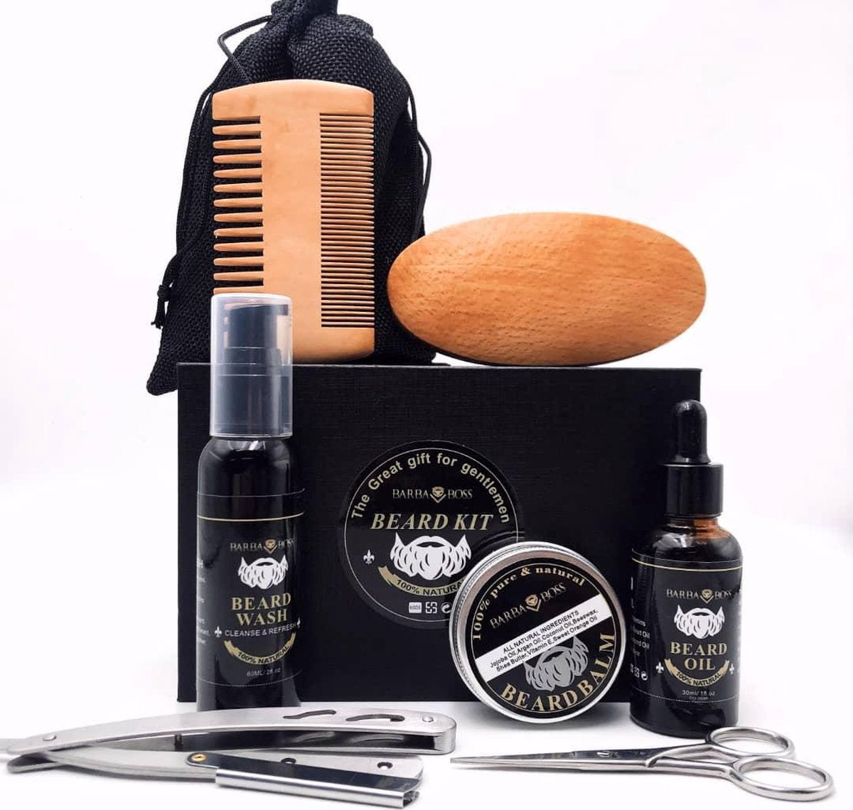 BarbaBoss Baard Verzorging Set - Baardkit - BaardVerzorging Set - Baardset - Mannen Baard Verzorging Cadeau Set