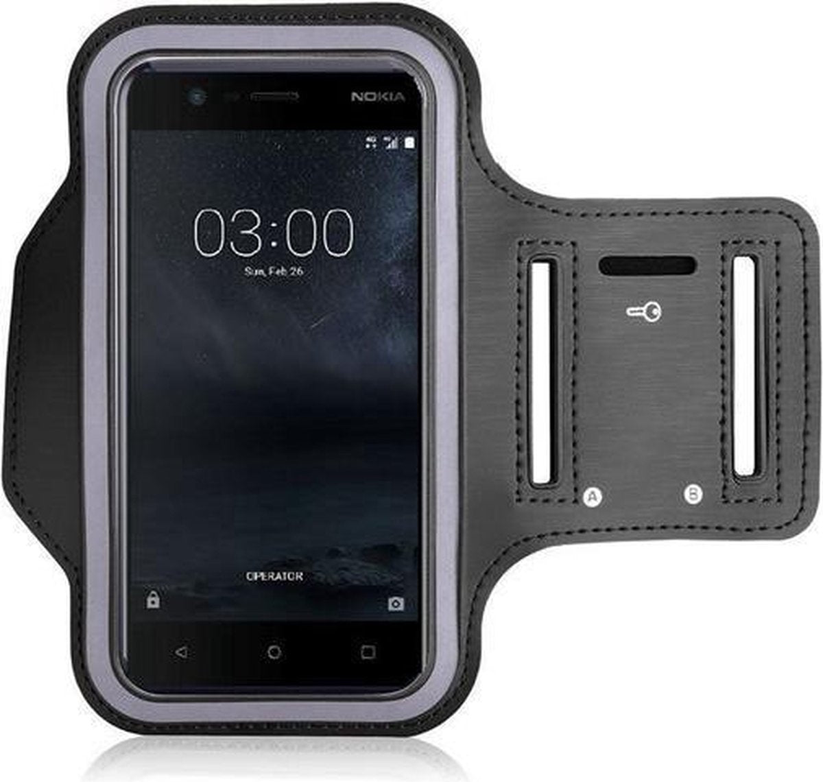 Sportband hoes hardloop sport armband Nokia 3 - Zwart