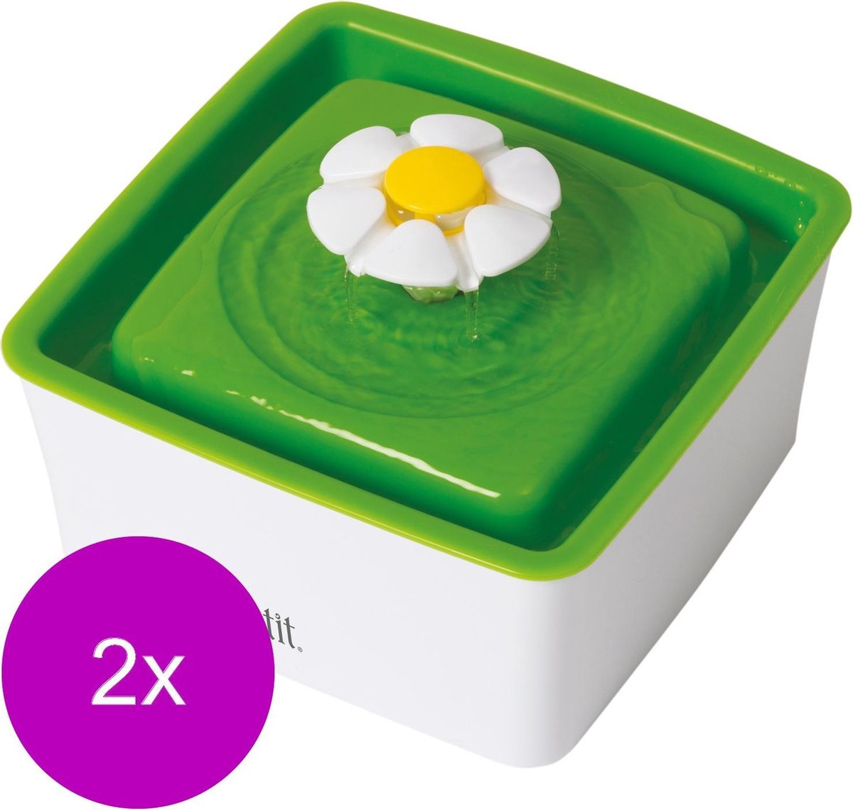 Catit Drinkfontein Mini Bloem Senses - Kattendrinkbak - 2 x 18.2x18.2x12 cm Wit Groen Mini