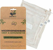 Pandoo Groente & Fruit netjes - Biologisch katoen - 3-pack - Maat S