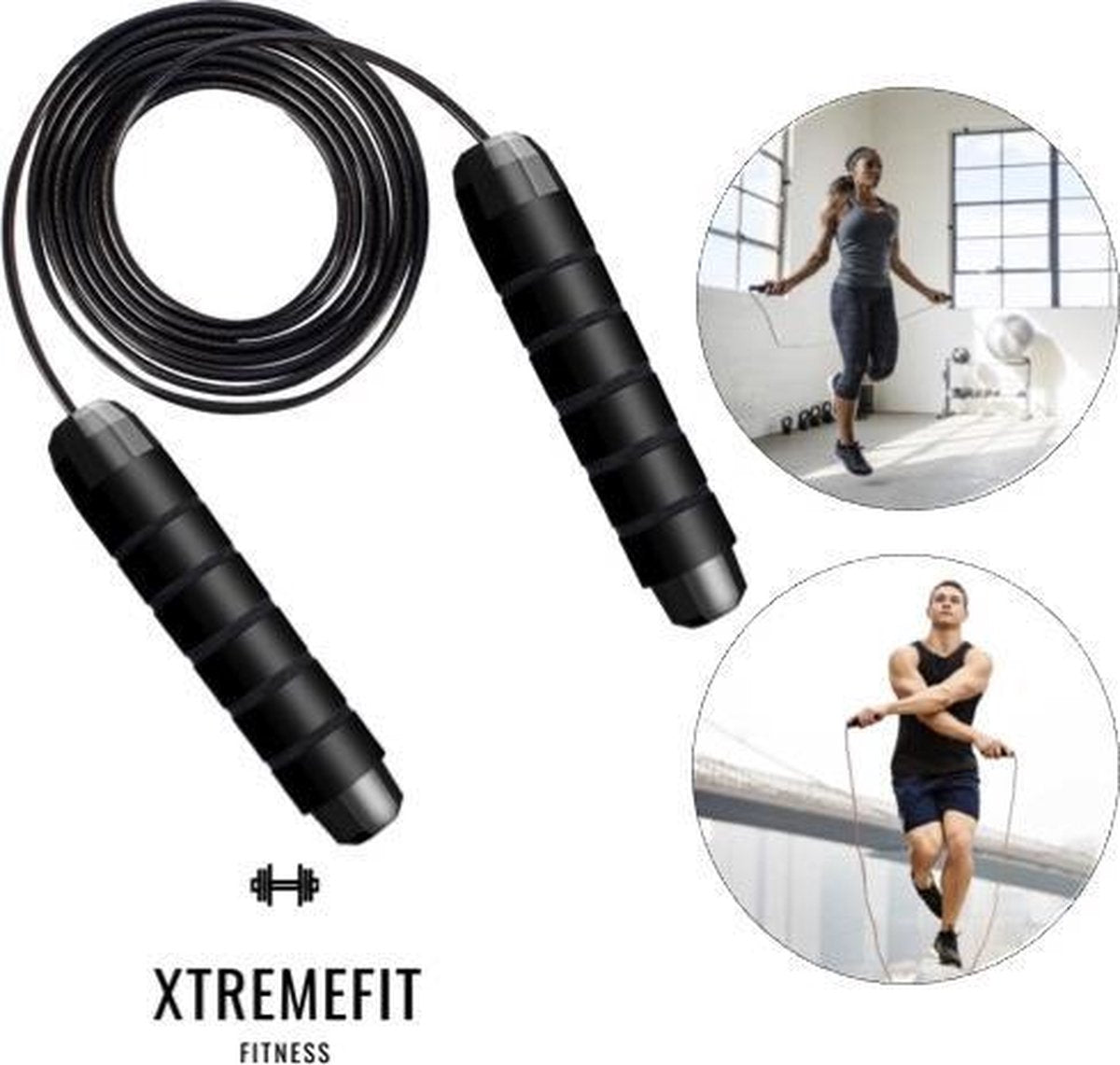 XTREMEFIT® Professioneel verstelbaar springtouw - Fitness - Boksen - Sport - Krachttraining - Crossfit - Anti-slip Handvat - Buitensport - Thuis Oefeningen - Fitness - Conditie - Springtouw volwassenen - Springtouw kinderen