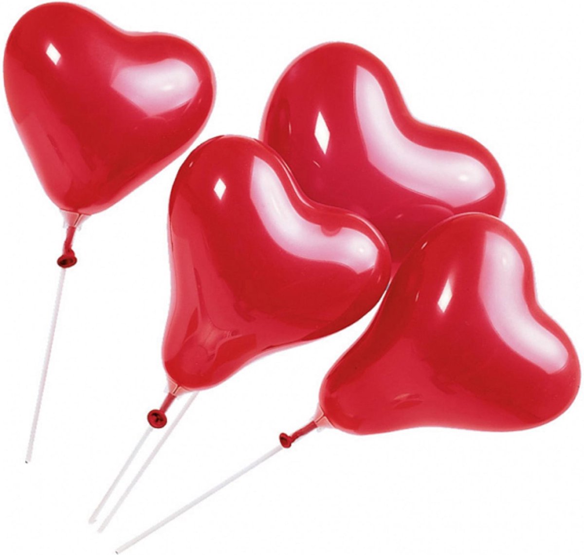 5 rode hart ballonnen met stokjes - Feestdecoratievoorwerp