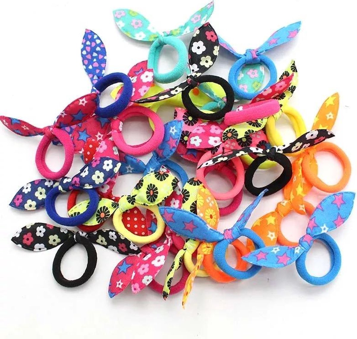 20 stuks haar elastiekjes met strik - meisjes / kinderen - strikje elastiek - Sparkolia - verschillende kleuren scrunchies - haarelastiekjes meisje
