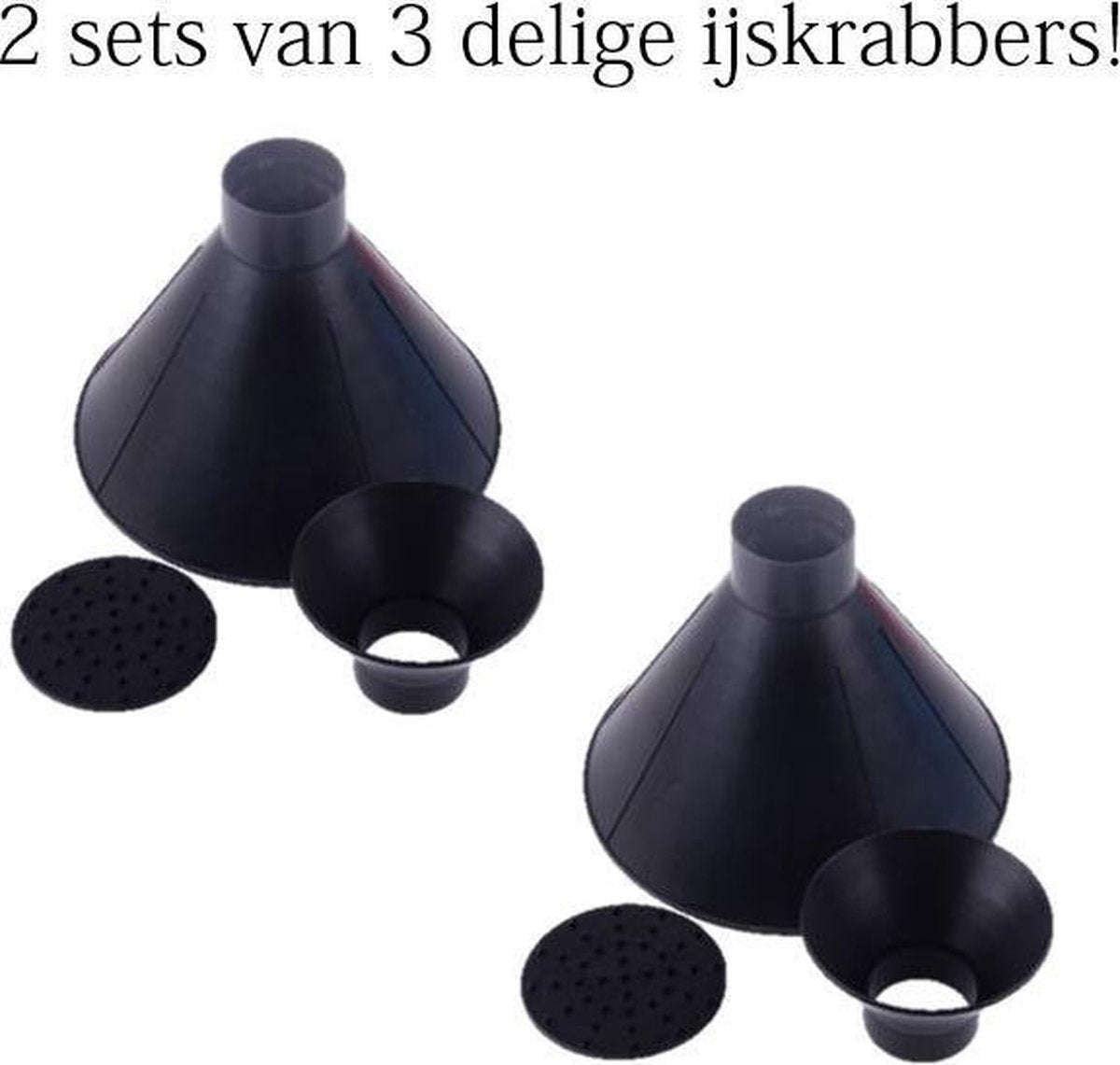 2 sets van 3 delige Magische 360 graden Cirkel ijskrabbers / sneeuwveger set - 3 ijskrabbers in 1 - Maakt geen krassen op auto voorruit! - Trechter functie - Zwart