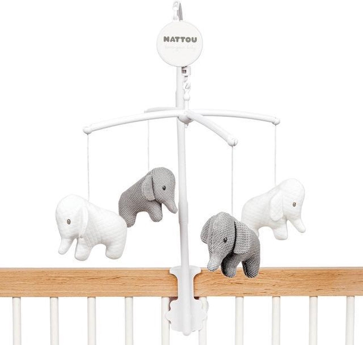 Nattou Olifant Tembo - Muziek Mobiel voor Baby's - Grijs/Wit