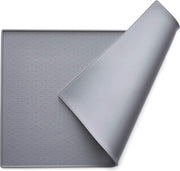 Buxibo - Siliconen Placemat voor Voerbak van Hond of Kat - Waterdichte Placemat voor Voer Huisdieren - Wasbaar - 30x47cm - Grijs