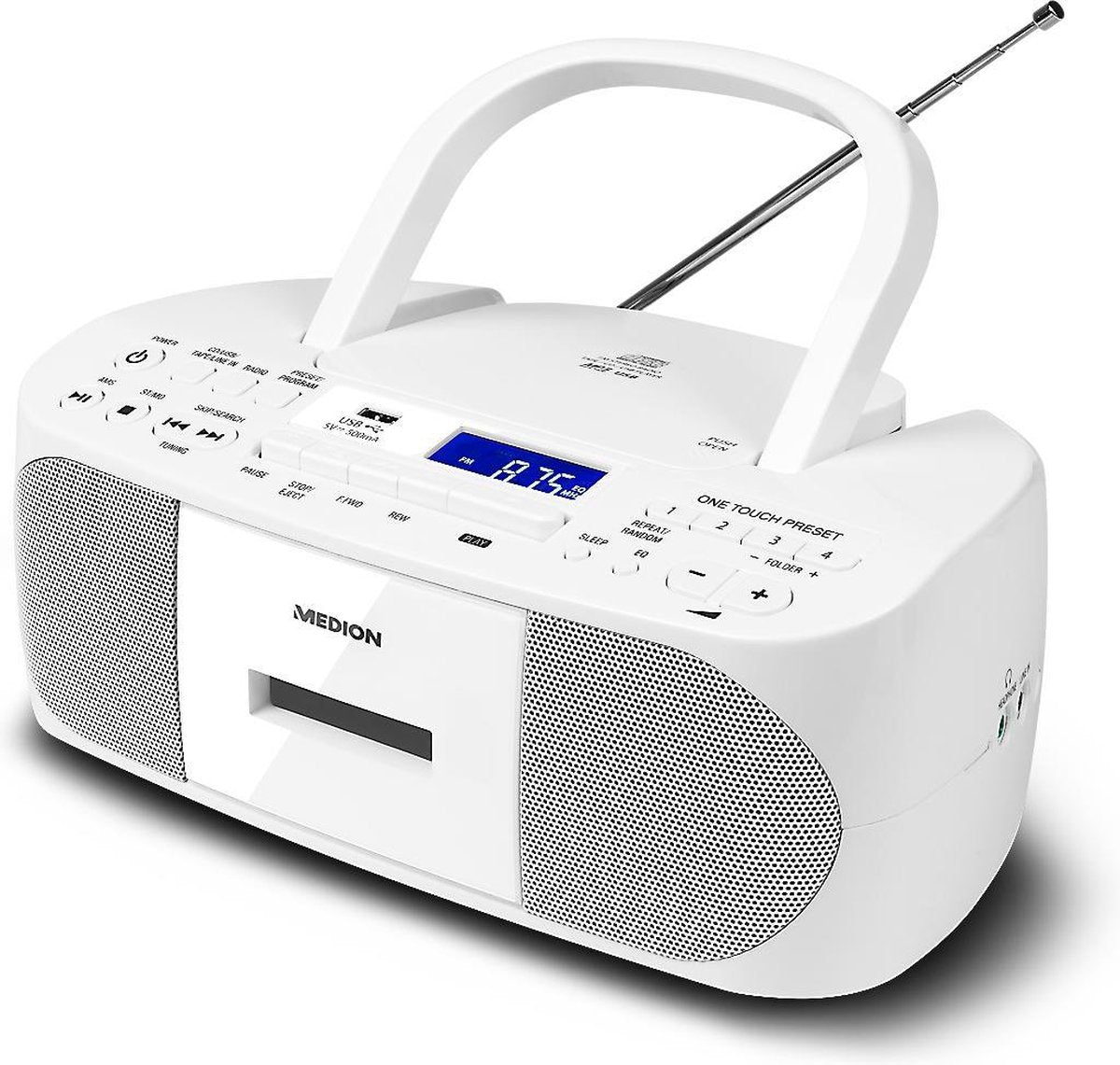 MEDION Life E64070 Draagbare radio | MP3 | FM | CD | Cassette (Wit)