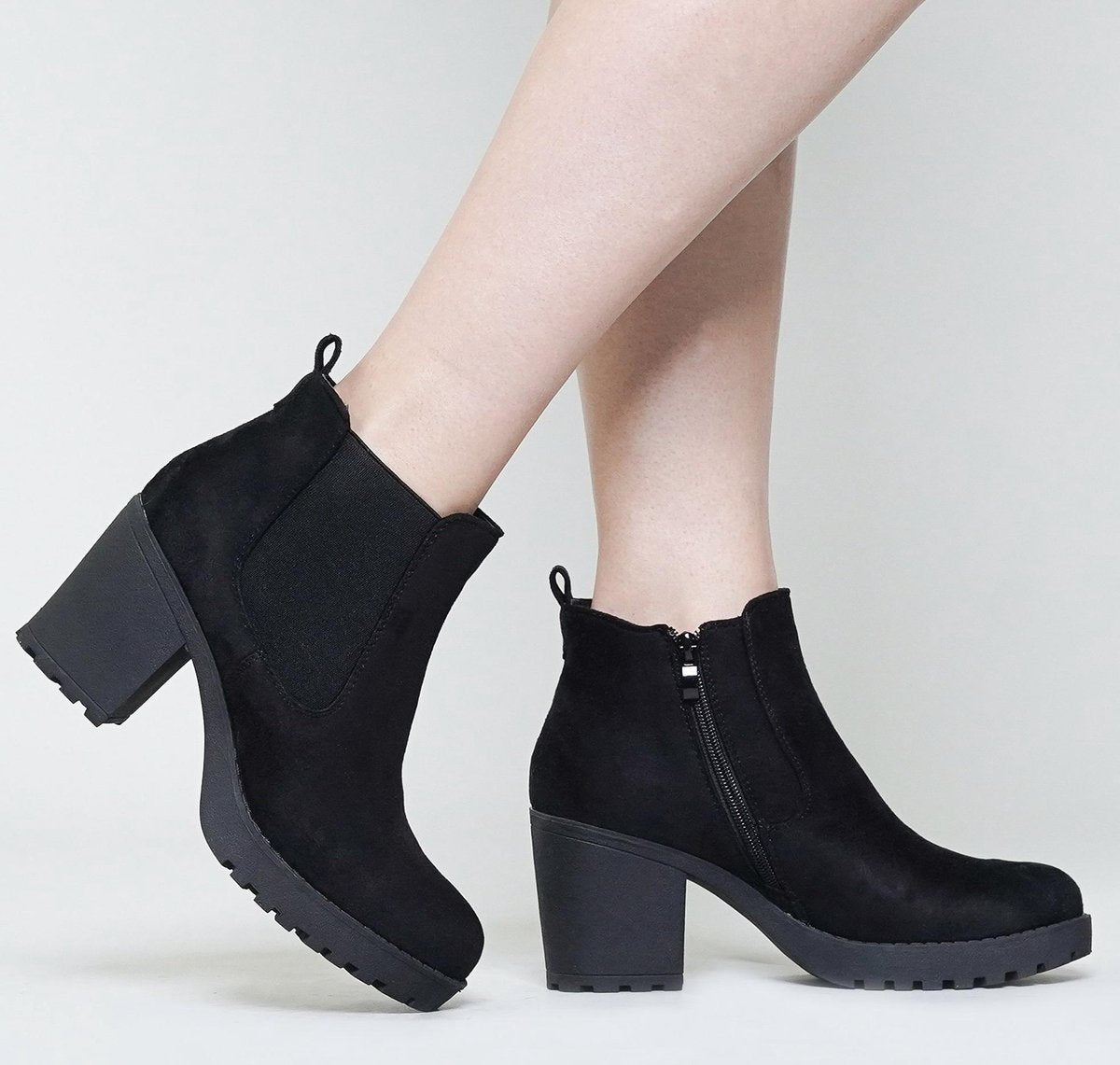 Chelsea boots suède met hak en rits Beige / 38