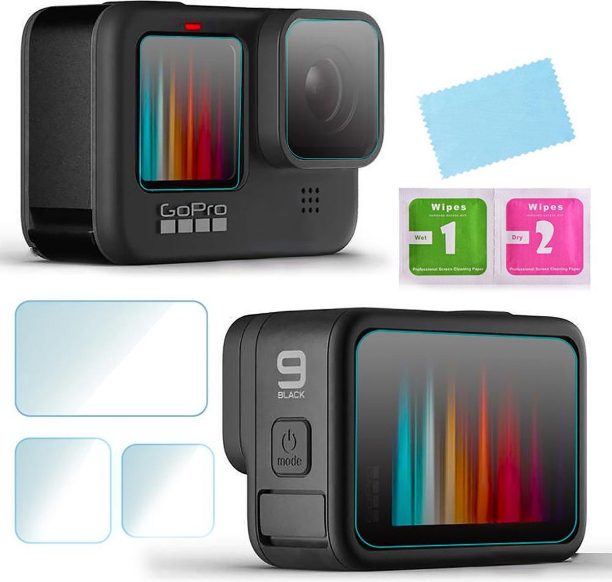 Screenprotector voor GoPro Hero 9 - Gehard Glas (complete set)