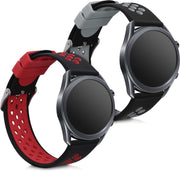 kwmobile 2x horlogeband voor Samsung Galaxy Watch 3 (45mm) - siliconen band voor fitnesstracker - zwart / rood / zwart / grijs