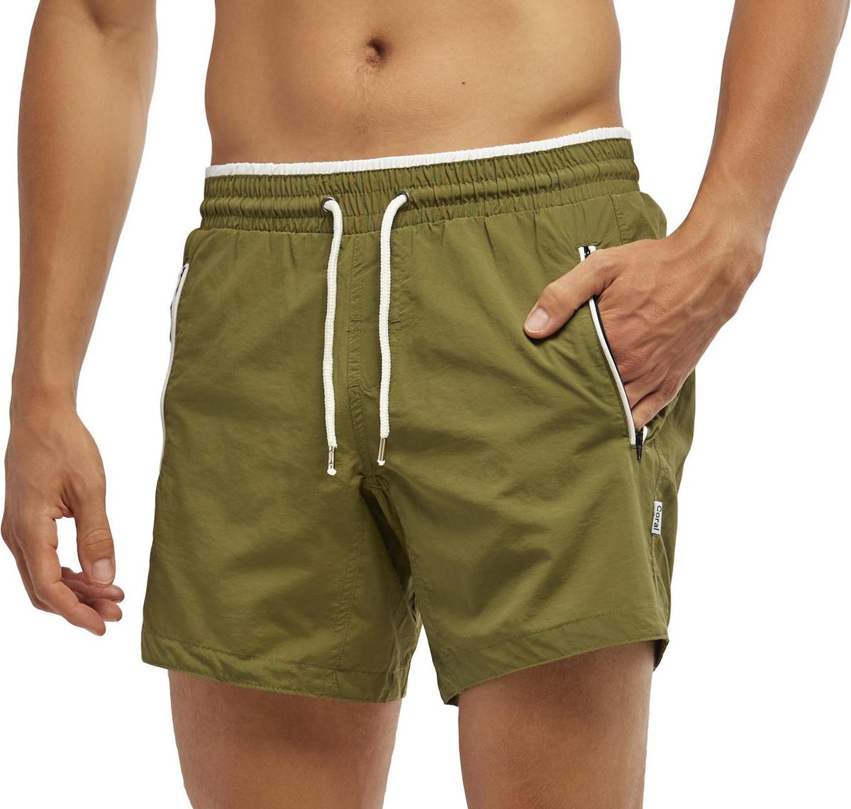 Coral Beachwear The Commando - zwembroek - ritszakken - mannen - legergroen - 100% Taslan – sneldrogend