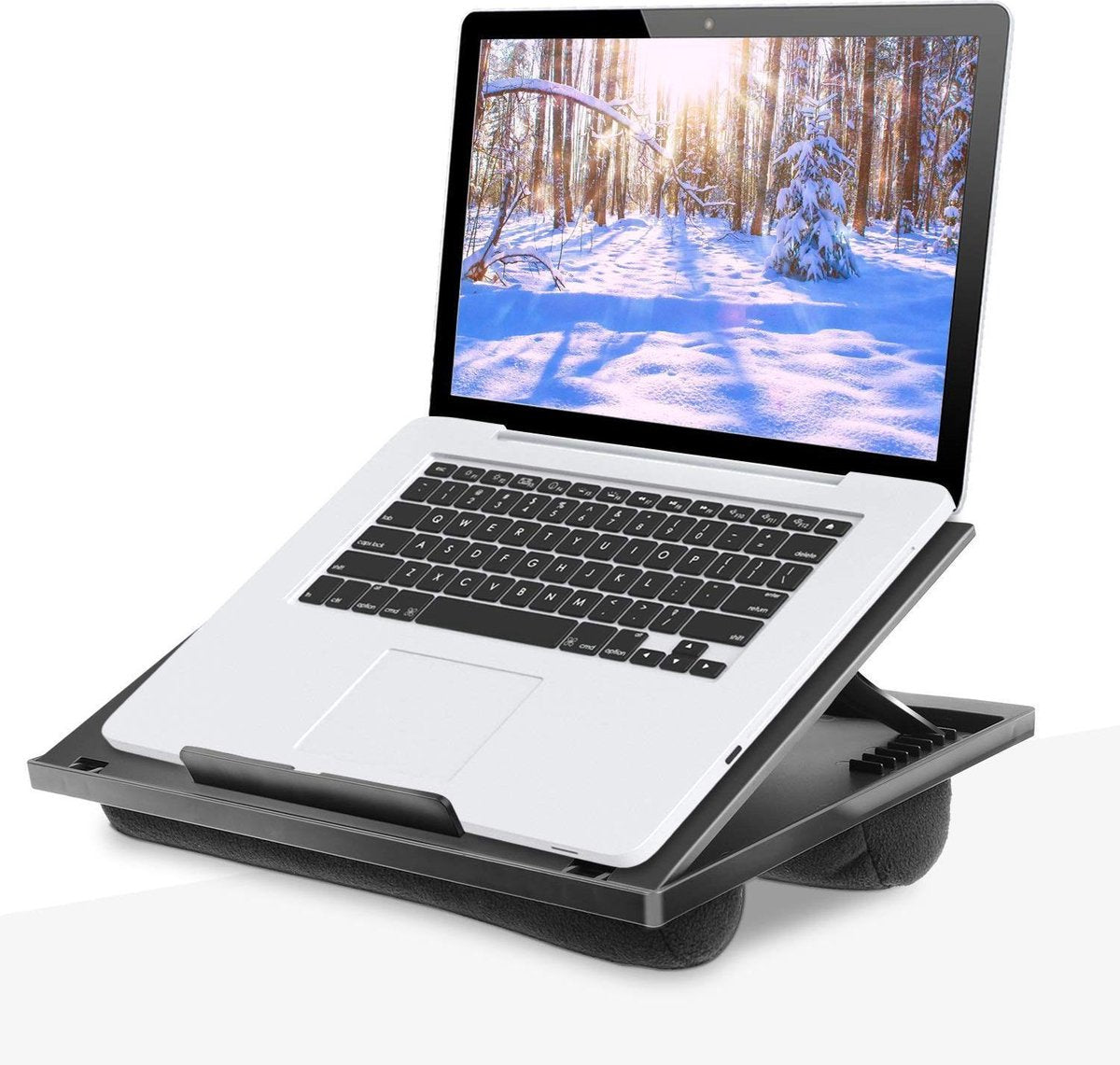 Laptopkussen in hoogte verstelbaar voor max. 15.6 inch | Notebook Ipad MacBook draagbare laptop tafel voor reizen werken thuis Comfortabele schoot desk | Bed bank trein auto | Laptophouder bedtafel knie tafel