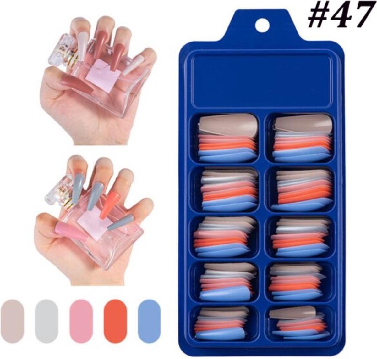 Nepnagels - set van 100 - verschillende kleuren - verschillende maten - plaknagels Sparkolia