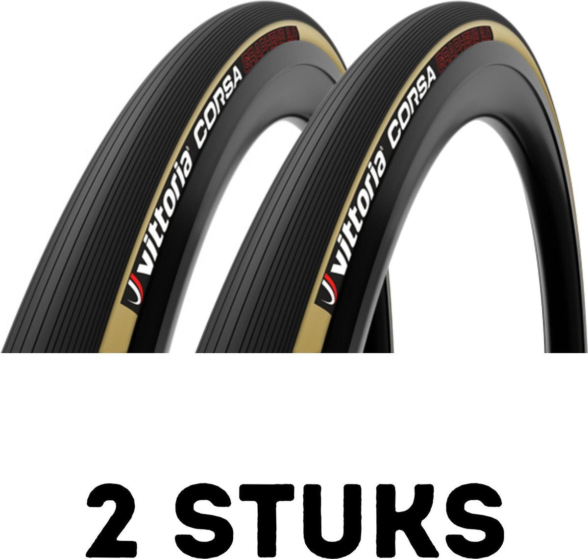 Fietsband - Buitenband - Set van 2 - Tubularband Corsa G+ Isotech 28 x 1.00/1 1/16 (25-622) zwart/beige