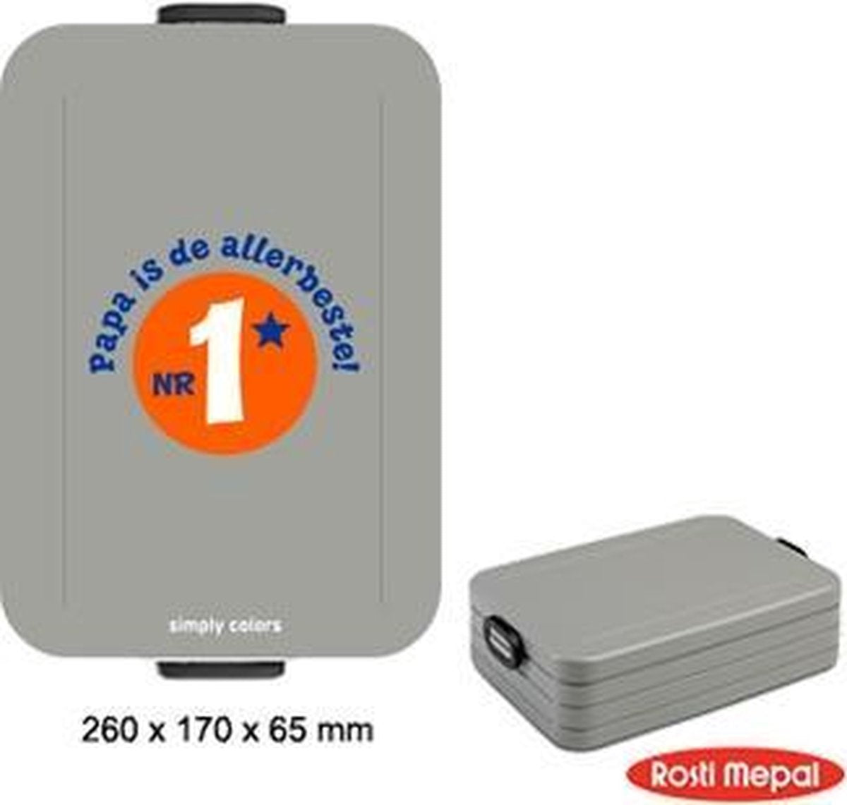 Mepal lunchbox TO GO illustration - Large - Grijs  - Papa is de allerbeste!