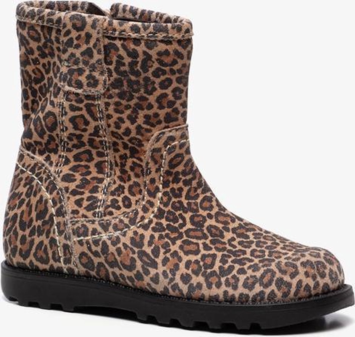 Groot leren meisjes luipaard enkellaarsjes - Beige - Maat 20