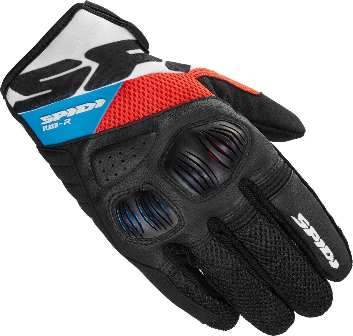 Spidi Flash-R Evo Red Light Blue Motorcycle Gloves S
