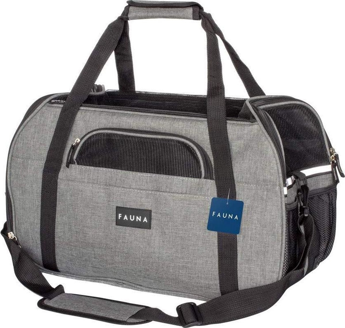 Rexa® Hondentas draagtas voor reizen 50 x 26 x 30 (LxBxH) Dark Grey | Huisdieren draagtas met kussen voor transport en reizen | Kattentas hondentas | Voor kleine honden