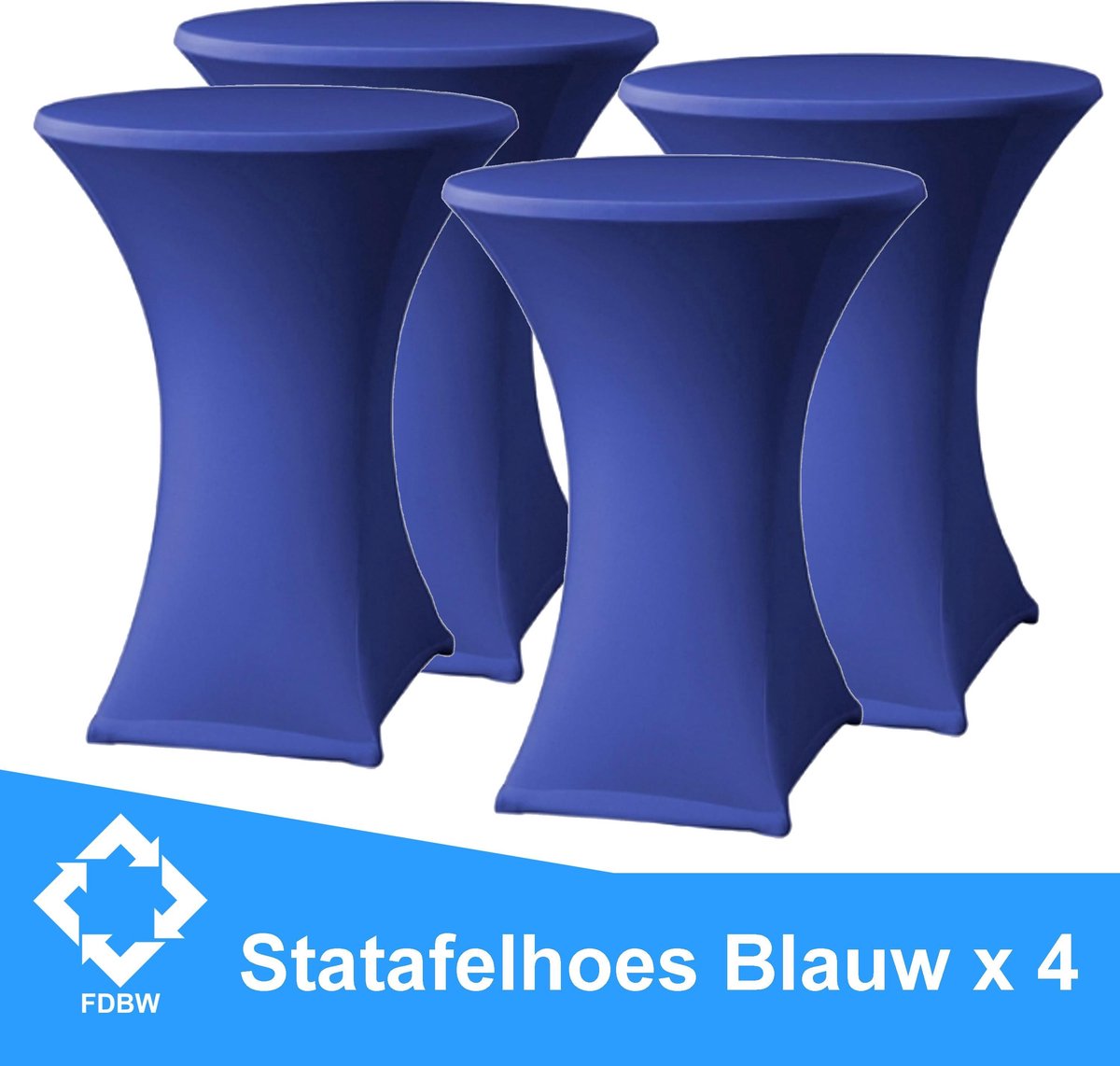 Statafelrok Luxe Blauw x 4 - Statafel Tafelrok - Statafelhoes - Stretch –  ∅80 x 110 cm – geschikt voor Horeca Evenementen | Sta Tafel Hoes | Statafel | Staantafelhoes | Cocktailparty | Trouwerij | Sta-tafel rok – 4 stuks - SET VAN 4