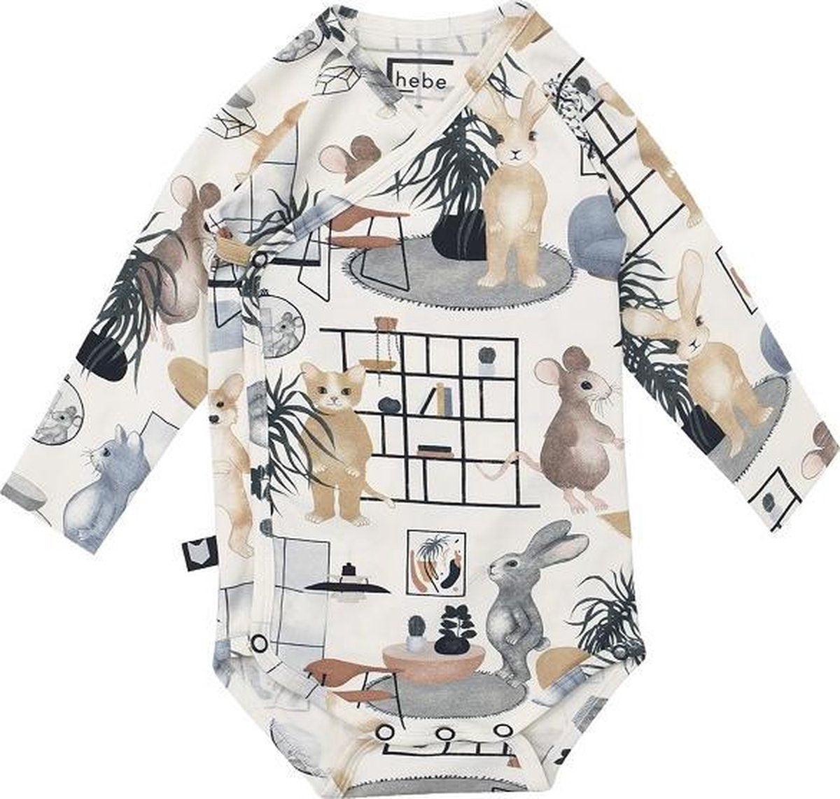 HEBE - overslag romper - sweet home - wit - Maat 74/80