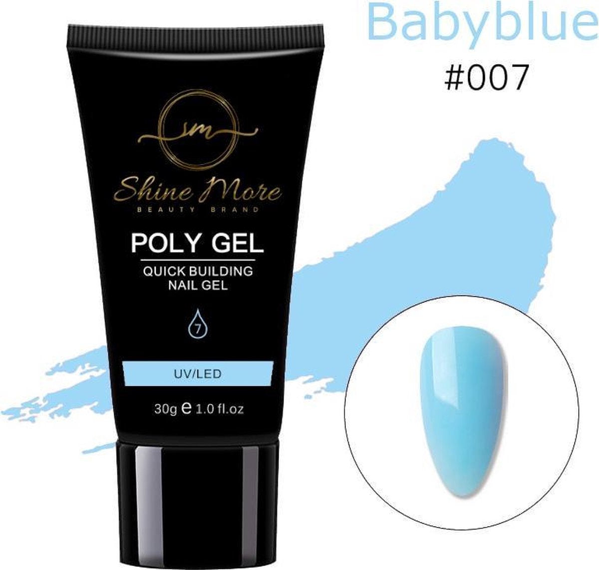 Shinemore Polygel Gel nagels 30 Gram Tube Solid Babyblue