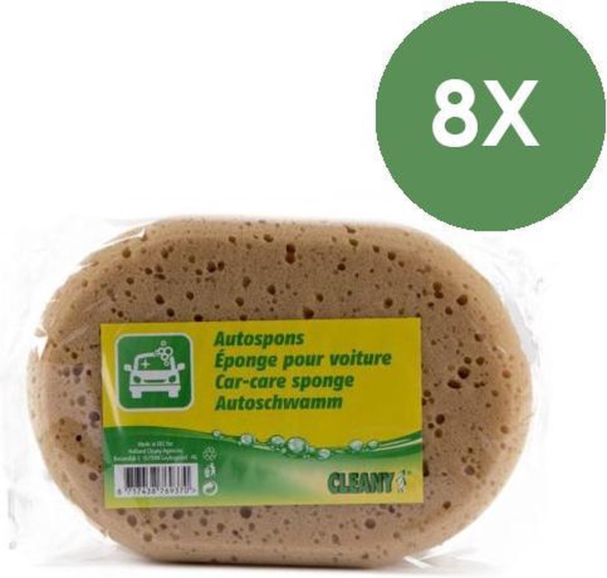 Cleany - Autospons - bruin - 8 stuks