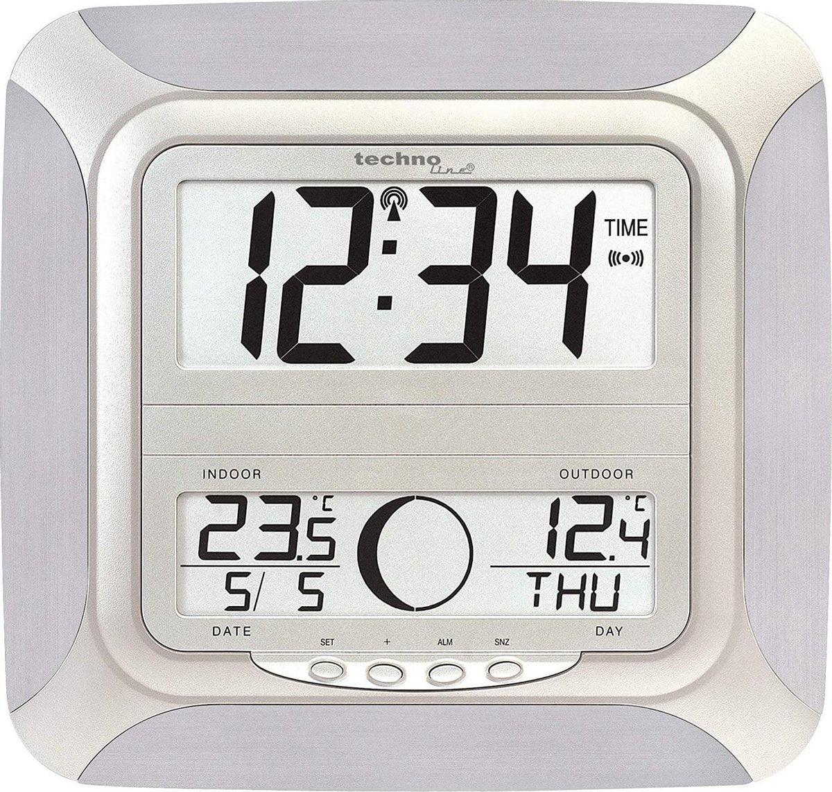 Radio gestuurde wandklok - Datum - Temperatuur - Wekkerfunctie - Technoline WS 8118