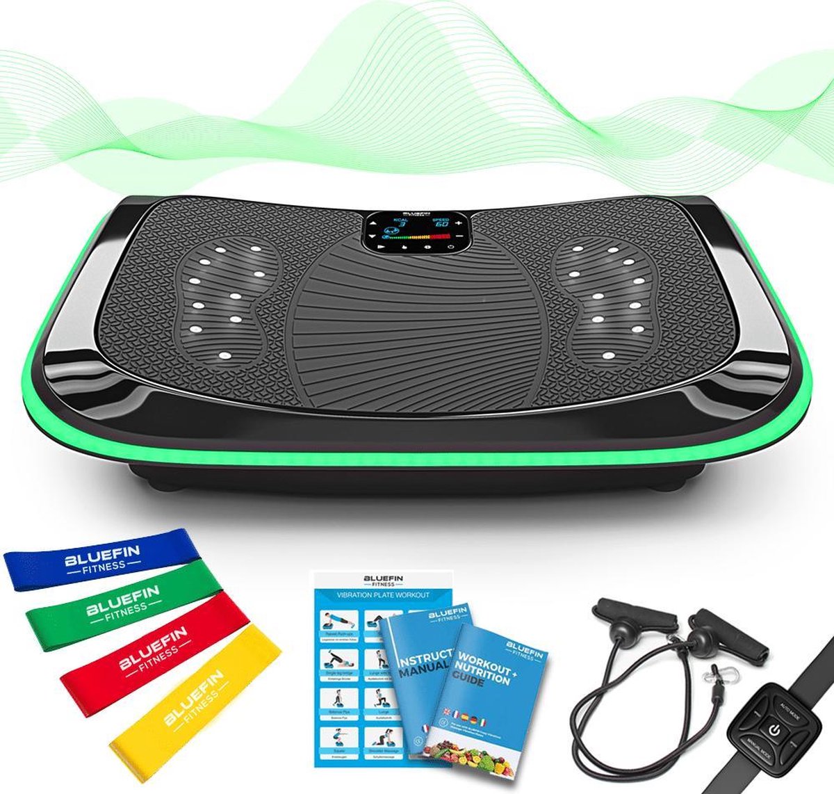 Bluefin Fitness 4D Vibratietrainer | Trilplaat | Fitness | Bluetooth speaker | 180 Niveaus | 10 Programma's | Afstandsbediening