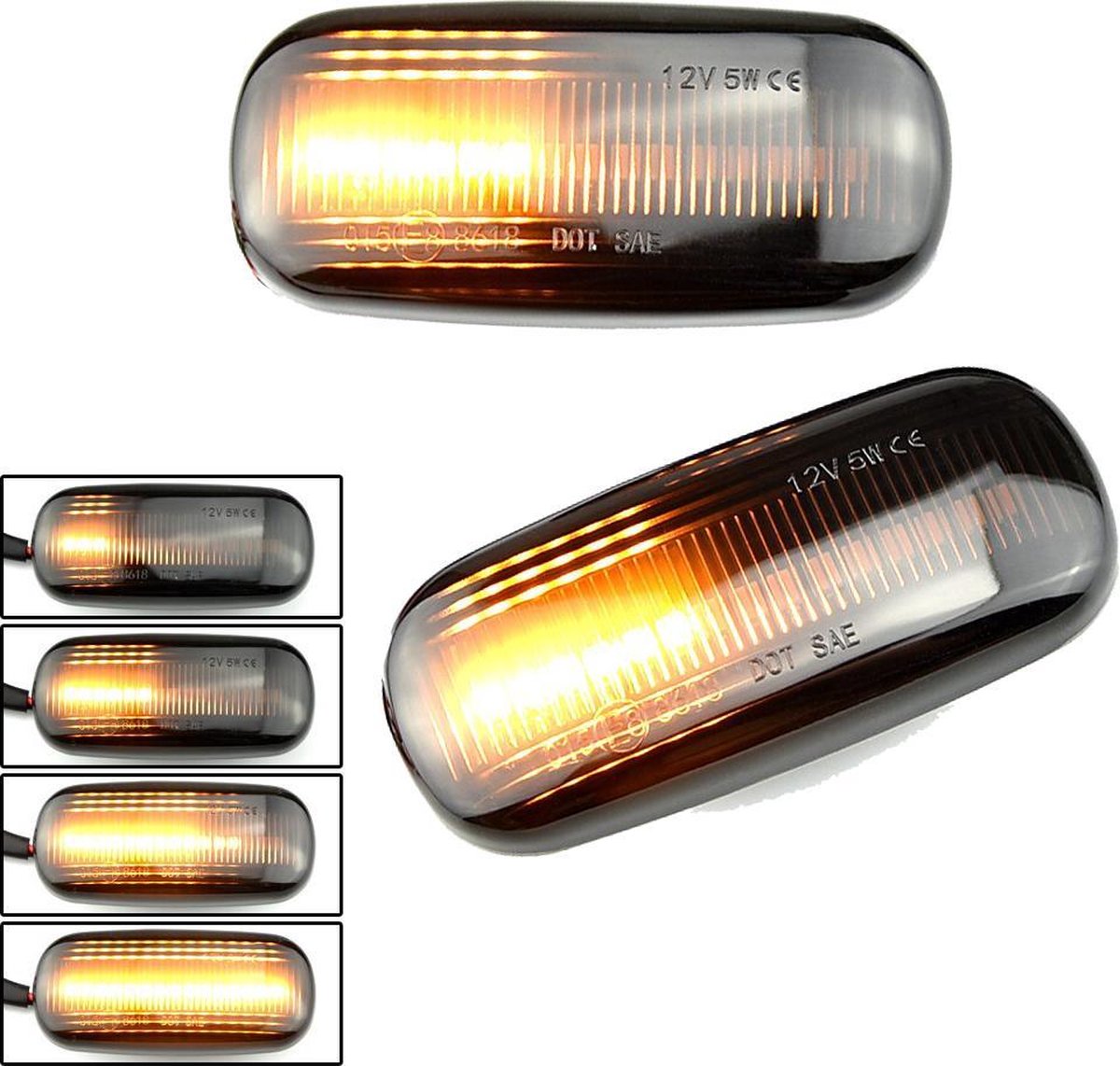 LED Dynamic Zijknipperlichten voor Audi A3 S3 8P A4 S4 RS4 B6 B7 B8 A6 S6 RS6 C5 C7 / 8E0949127 / Smoke - Zwart