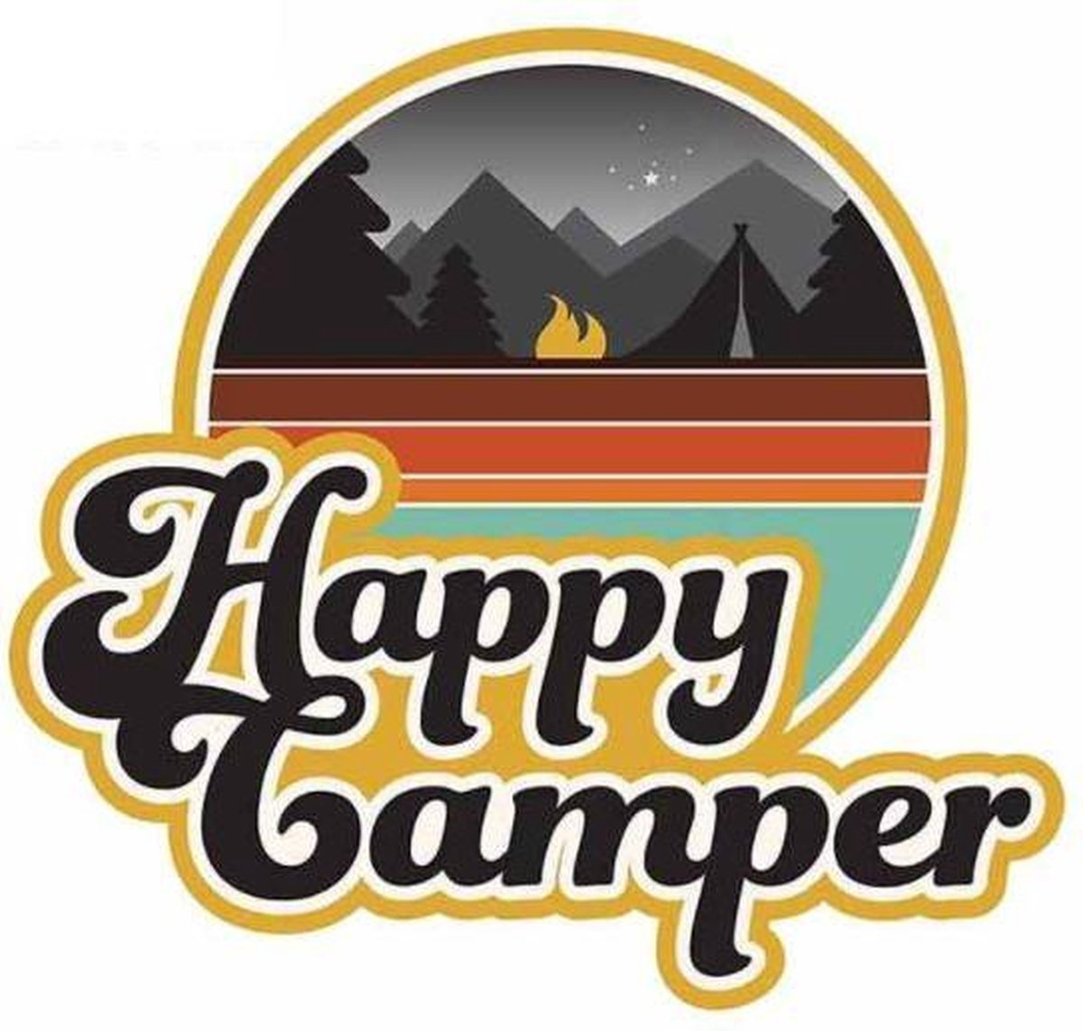 Akyol® Happy camper sticker | Leuke camping sticker voor als je gaat kamperen | Camperen sticker voor op je auto