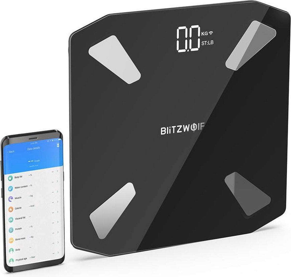 BlitzWolf - BW-SC3 - Smart Scale WIFI - Slimme weegschaal - LED Display