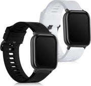 kwmobile 2x horlogeband voor Huami Amazfit GTS 2 Mini - siliconen band voor fitnesstracker - zwart / wit