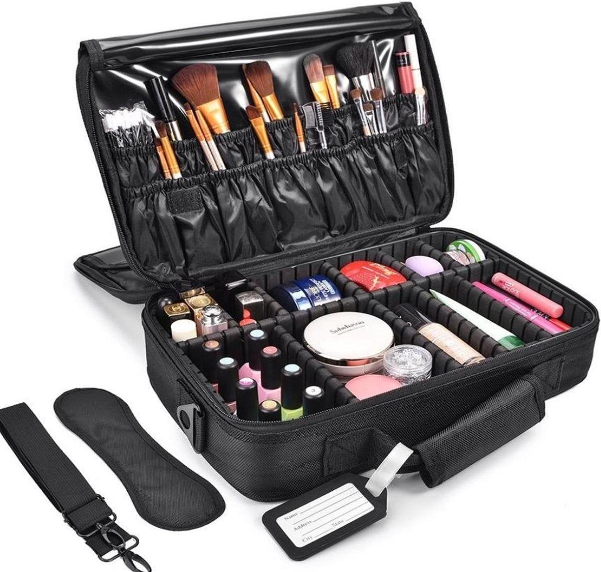 Cosmetica Koffer - Make-up Koffer met verstelbare vakken - Visagie en Nagelstyliste Beauty Koffer - 37x27x13CM