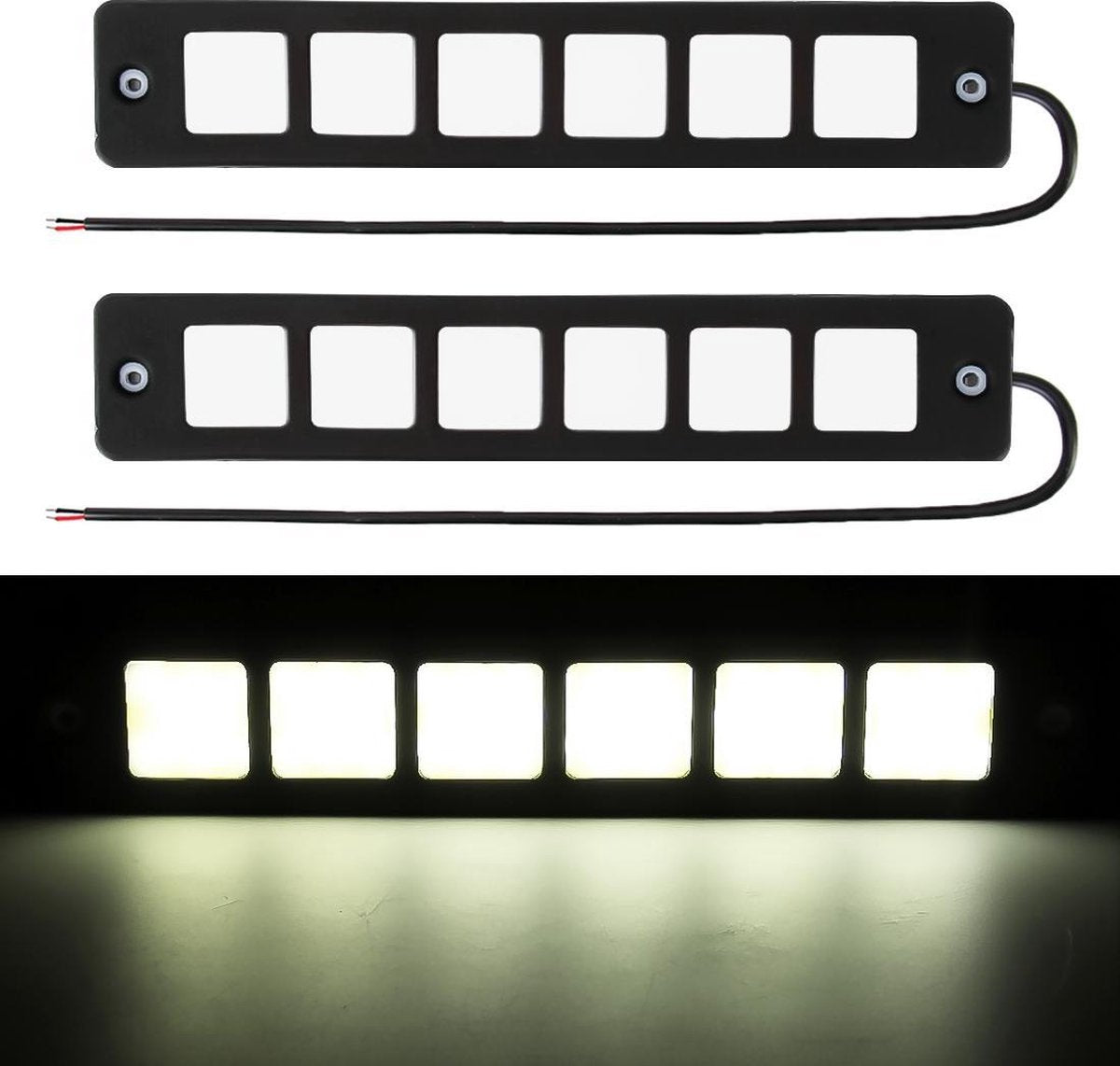 2 STKS DC 12V 7.4 W Vierkante vorm LED-dagrijverlichting Lamp COB-LED's (wit licht)