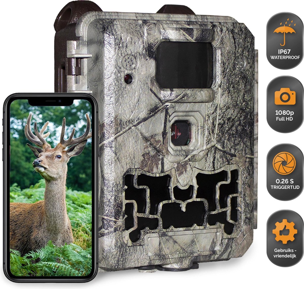 Wildlife Camera - 30MP 1080P HD - Incl. 32GB SD-Kaart + AA Batterijen + Kaartlezer - Wildcamera met Nachtzicht