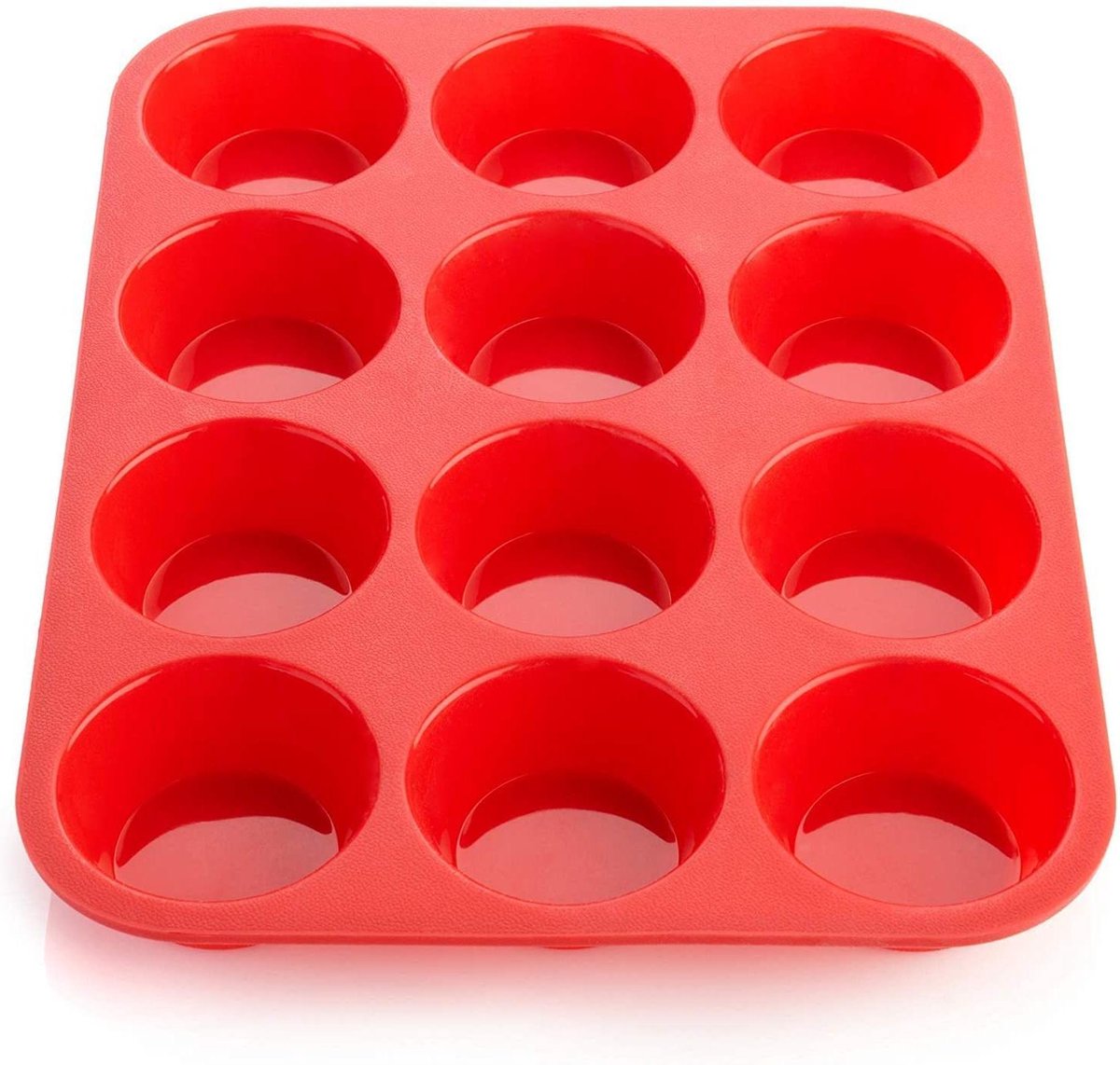 Doodadeals® Siliconen Muffinvorm - Siliconen Bakvorm - Muffin Bakvorm Siliconen – Siliconen Cupcake Vormpjes - Muffin Bakblik – Muffin Bakplaat – Muffinvorm 12 stuks – Rood