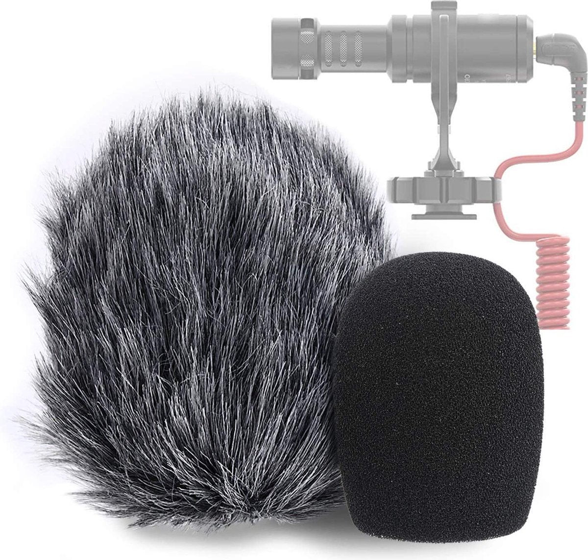 YOUSHARES VideoMicro Microfoon Schuim Voorruit & Harige Windscherm