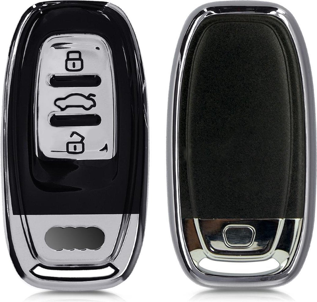 kwmobile autosleutelhoes voor Audi 3-knops autosleutel Keyless - TPU beschermhoes in hoogglans zilver