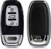 kwmobile autosleutelhoes voor Audi 3-knops autosleutel Keyless - TPU beschermhoes in hoogglans zilver