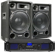 DJ geluidsinstallatie met Bluetooth - MAX12 DJ luidsprekers + Bluetooth versterker combinatie - 1400W
