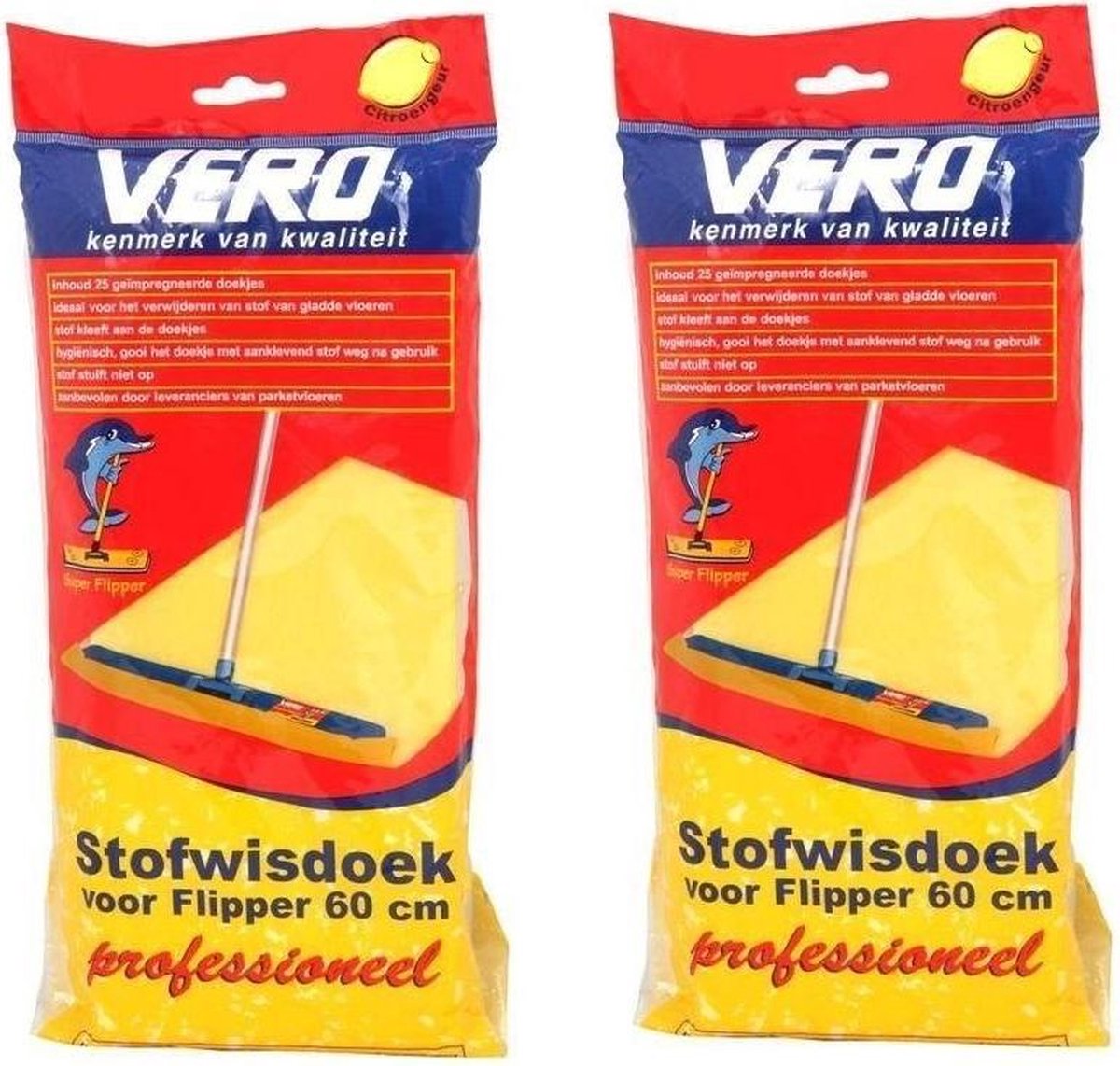 Vero Super Flipper Stofwisdoek - 60x25cm - 50 stuks (2x25) - Navulverpakking Duopack