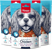 Wanpy - Chicken jerky & Calcium Bone Twists - Voordeelbundel van 3 zakjes - Hondensnack