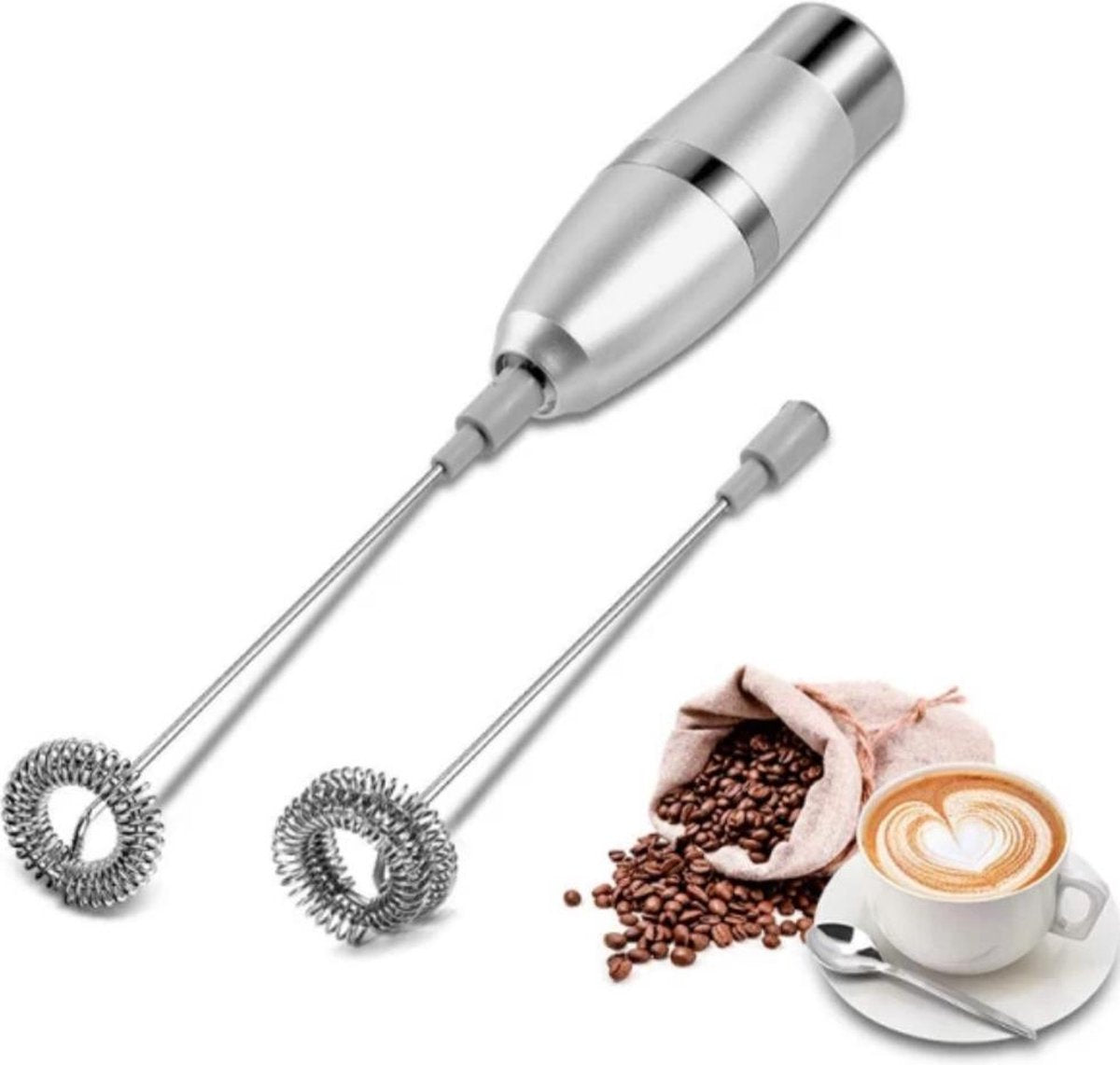 melkopschuimer -  melkopschuimer handmatig - elektrisch - lange levensduur - 2 opzet stukjes - koffie - opschuimen - vaderdag cadeautje