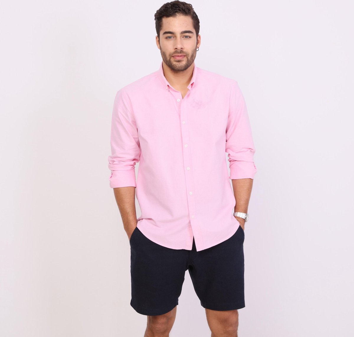 ULTRAMARINE Oxford Shirt Heren van 100% Katoen - Overhemden Heren Volwassen met Klassieke Kraag met Knopen - Blouse Heren met Lange Mouw - Longsleeve Heren  - Overhemd / Topjes voor Heren - Roze - M