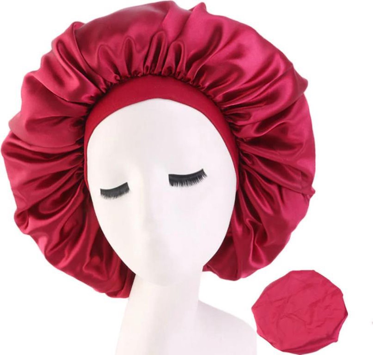 Bonnet Satijn - Polyester XXL|Slaapmuts Satijn|Hoofddeksel|Unisex|Cabantis|Bordeaux