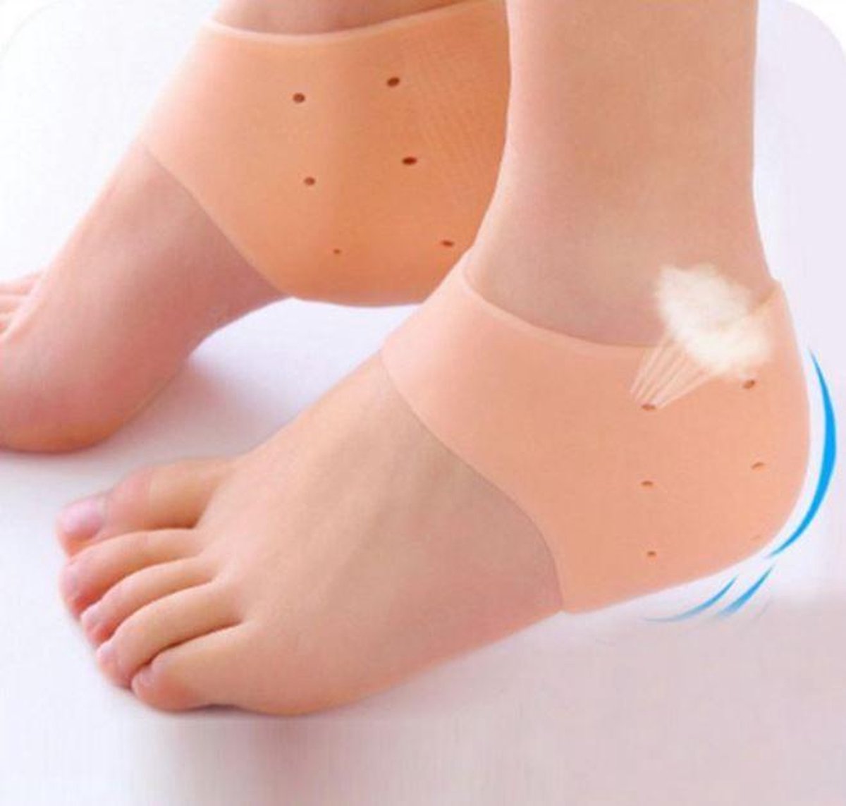 voet masker beige | Eelt verwijderaar | 1 x Paar regenererende voetmasker | purederm heel mask | voetverzorging | zachte medische silicone | Wasbare medische silicone