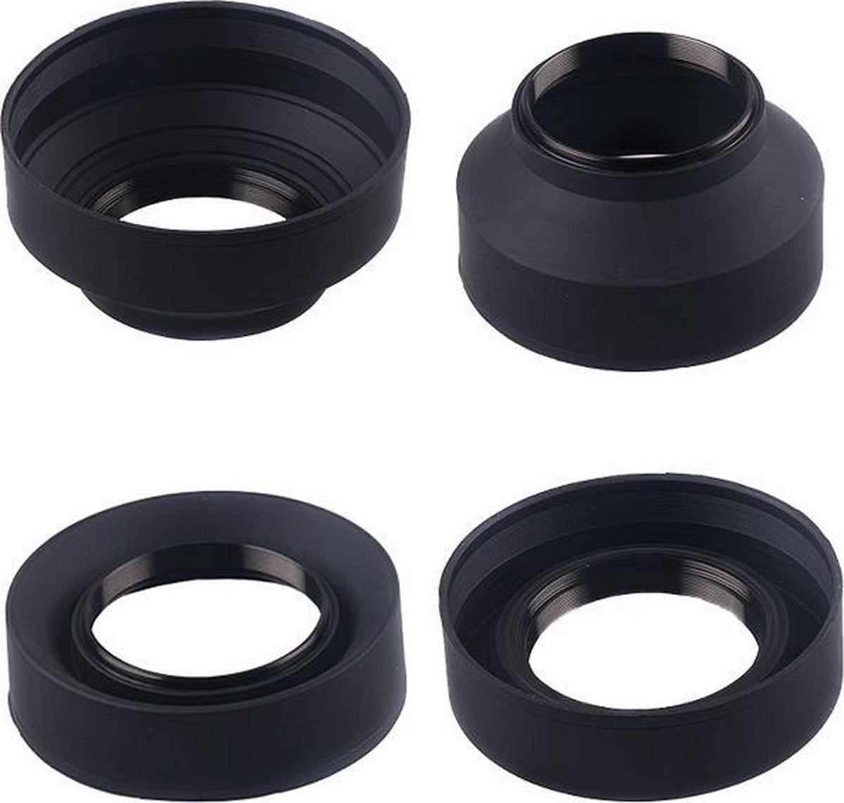 Universele rubberen zonnekap 55mm voor objectieven met 55mm filtermaat